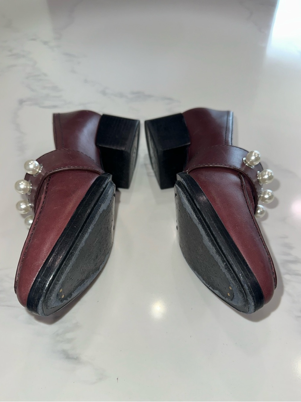 3.1 PHILLIP LIM WINN LOAFERS MALBEC MAROON LEATHER & PEARL ACCENTS W/SUEDE TOP 9 - Picture 15 of 16